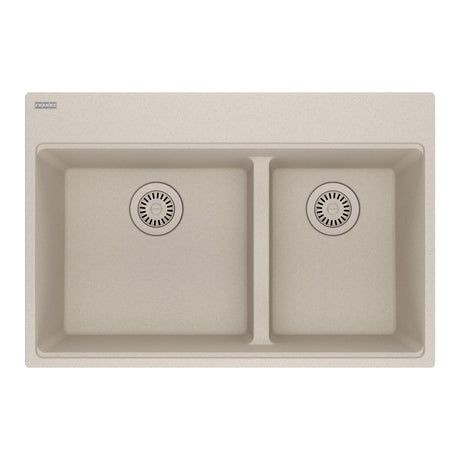 FRANKE MAG6601611LD-CHA Maris Topmount 31-in x 20.9-in Granite Double Bowl Kitchen Sink in Champagne In Champagne