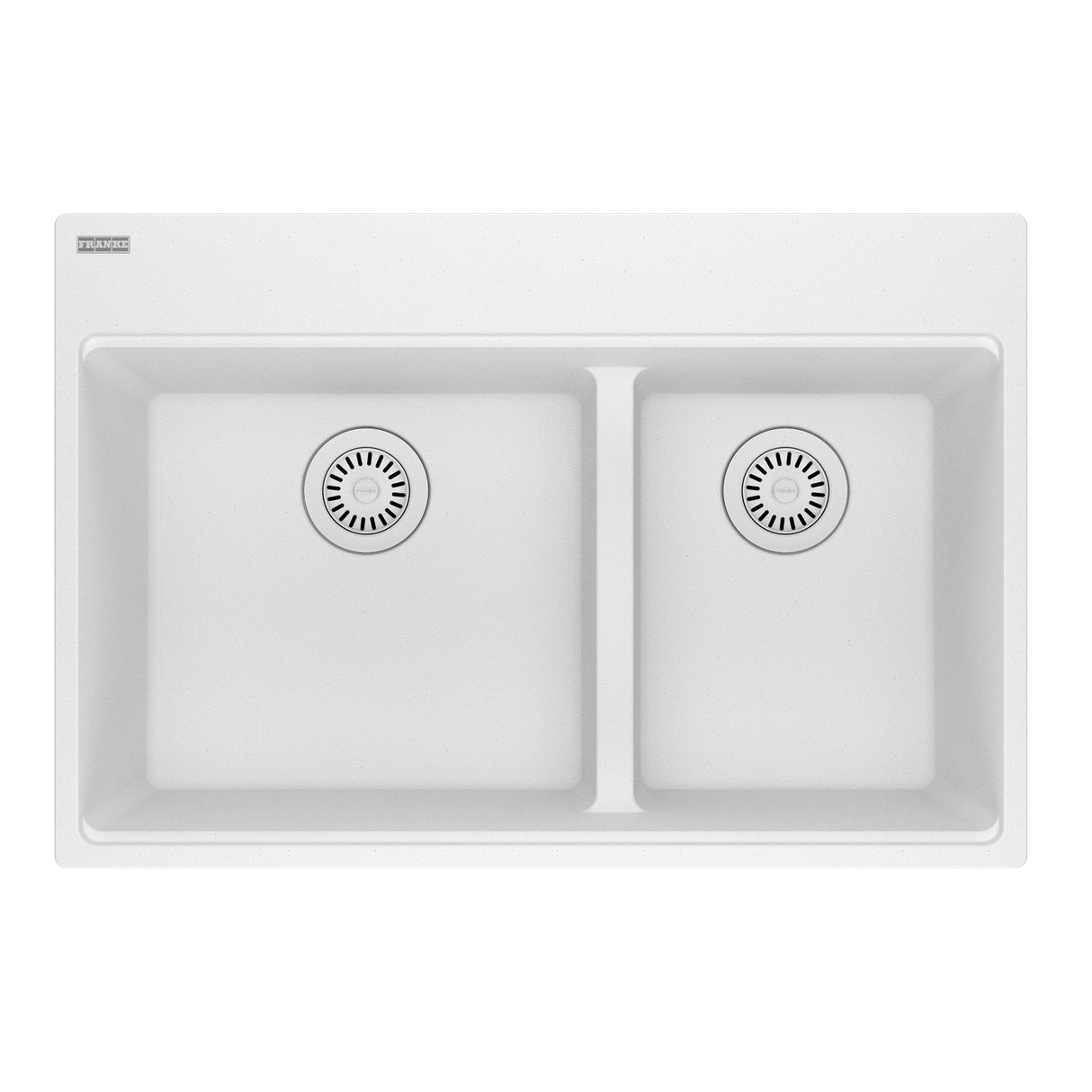 FRANKE MAG6601611LD-PWT Maris Topmount 31-in x 20.9-in Granite Double Bowl Kitchen Sink in Polar White In Polar White