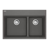 FRANKE MAG6601611LD-SHG-S Maris Topmount 31-in x 20.9-in Granite Double Bowl Kitchen Sink in Stone Grey In Stone Grey