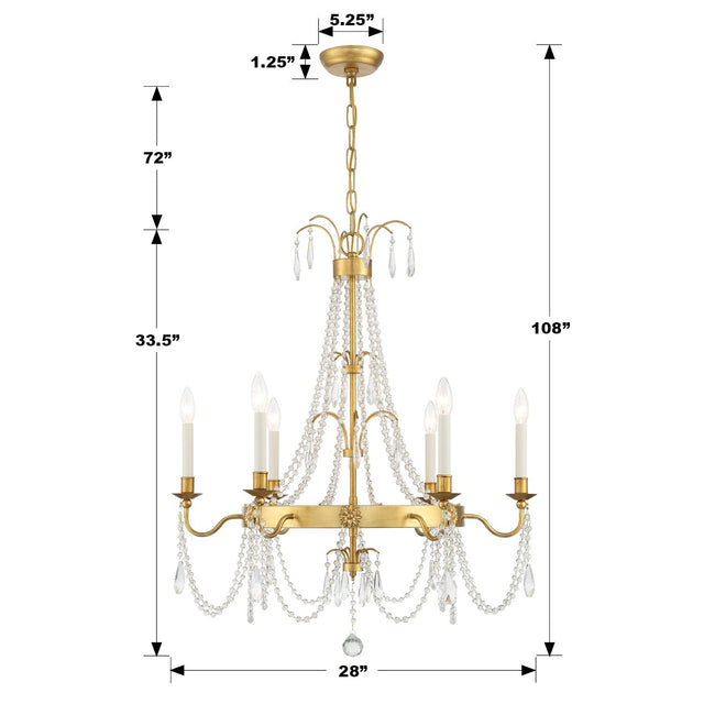 Maizey 6 Light Antique Gold Chandelier MAI-18606-GA