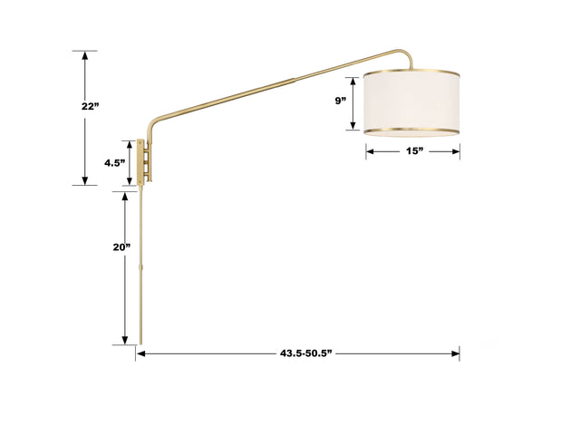 Mallory 1 Light Matte Black Task Sconce MAL-601-MK