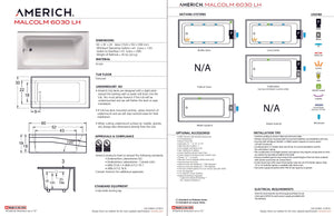 Americh MC6030TLA5-BI Malcolm 6030 Left Hand - Tub Only / Airbath 5 - Biscuit