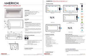 Americh MC6032TLA5-BI Malcolm 6032 Left Hand - Tub Only / Airbath 5 - Biscuit
