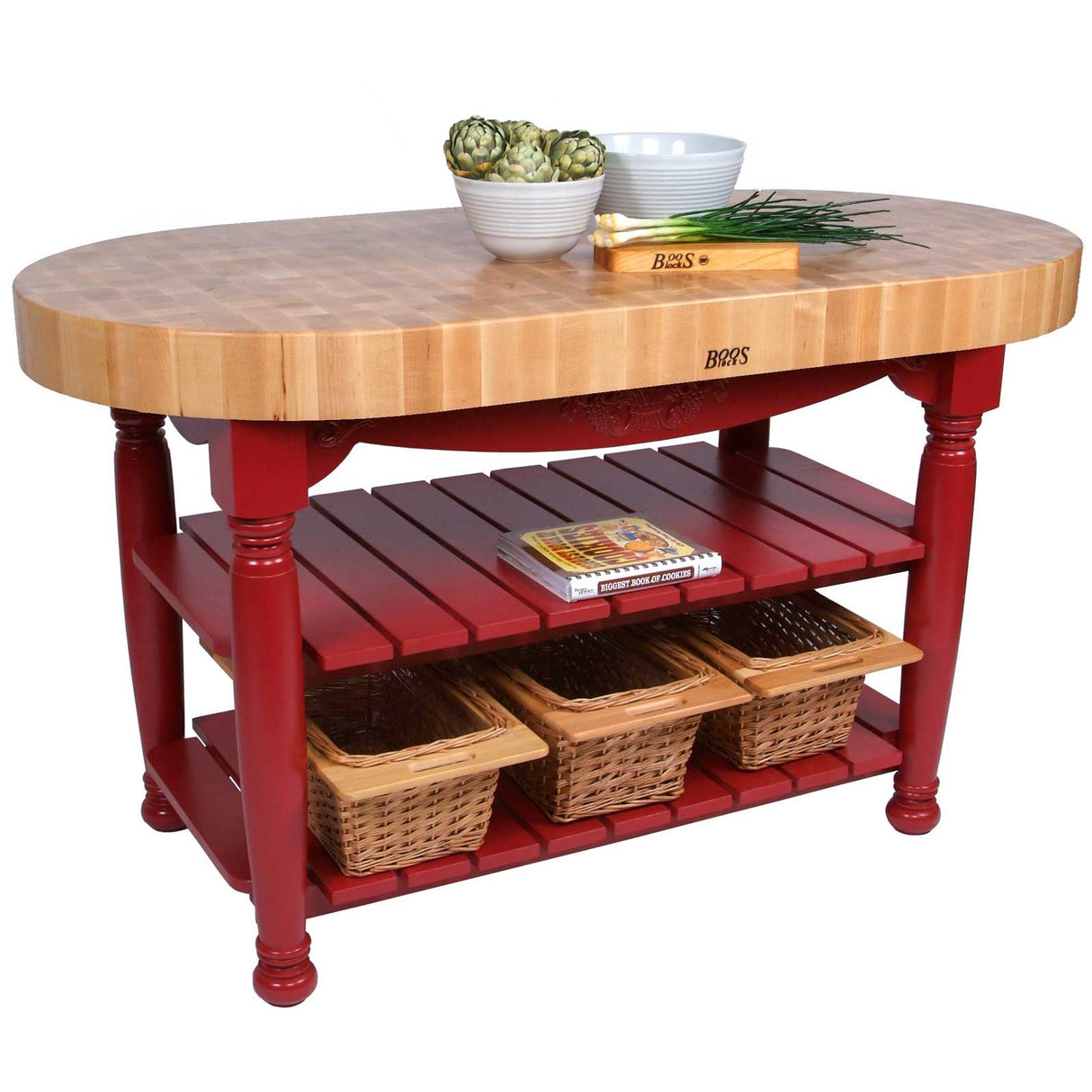 John Boos CU-HAR60-AL American Heritage Harvest Kitchen Island with Butcher Block Top Base Finish: Alabaster White