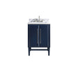 Avanity Mason 25 in. Vanity Combo in Navy Blue with Silver Trim and Carrara White Marble Top