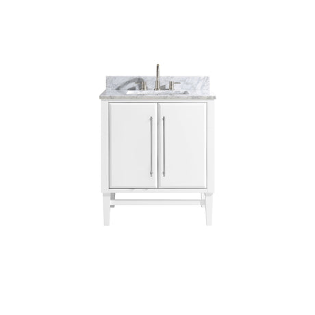 Avanity Mason 31 in. Vanity Combo in White with Silver Trim and Carrara White Marble Top
