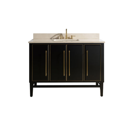 Avanity Mason 49 in. Vanity Combo in Black with Gold Trim and Crema Marfil Marble Top