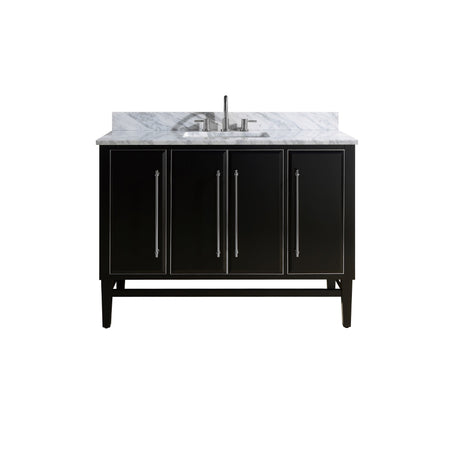 Avanity Mason 49 in. Vanity Combo in Black with Silver Trim and Carrara White Marble Top
