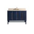 Avanity Mason 49 in. Vanity Combo in Navy Blue with Gold Trim and Crema Marfil Marble Top