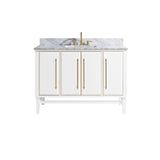 Avanity Mason 49 in. Vanity Combo in White with Gold Trim and Carrara White Marble Top