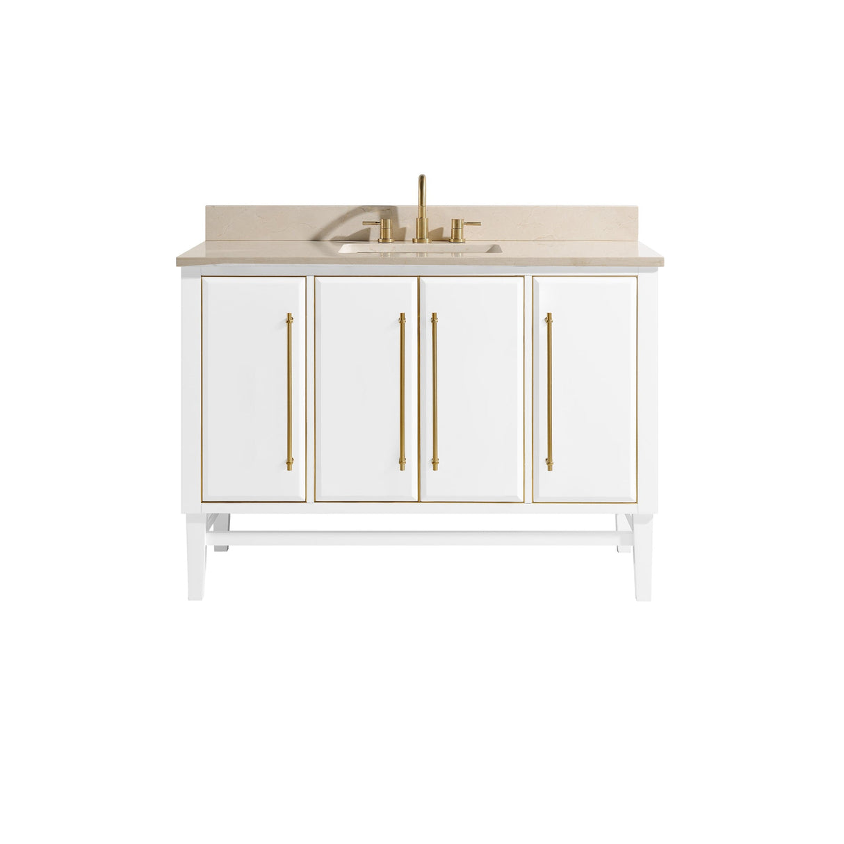 Avanity Mason 49 in. Vanity Combo in White with Gold Trim and Crema Marfil Marble Top
