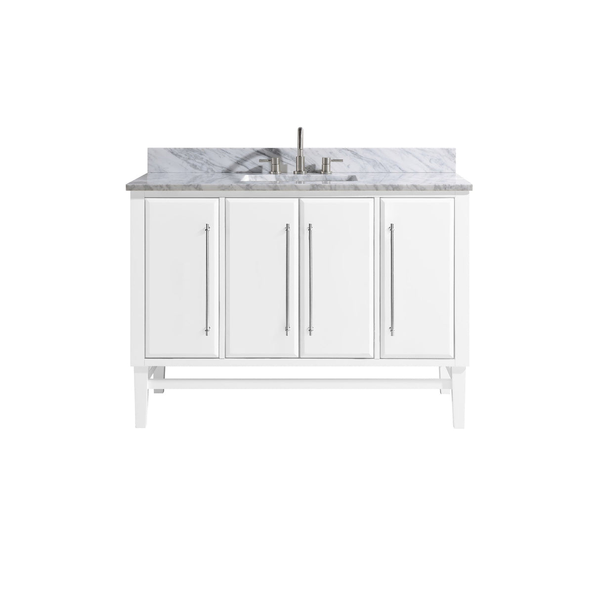 Avanity Mason 49 in. Vanity Combo in White with Silver Trim and Carrara White Marble Top