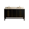 Avanity Mason 61 in. Vanity Combo in Black with Gold Trim and Crema Marfil Marble Top