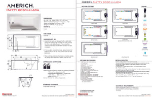 Americh MT6030ADATLA5BI Matty 6030 ADA Left Hand - Tub Only / Airbath 5 - Biscuit