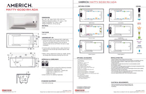 Americh MT6030ADATRA5BI Matty 6030 ADA Right Hand - Tub Only / Airbath 5 - Biscuit