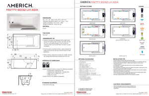 Americh MT6032ADATLA5BI Matty 6032 ADA Left Hand - Tub Only / Airbath 5 - Biscuit