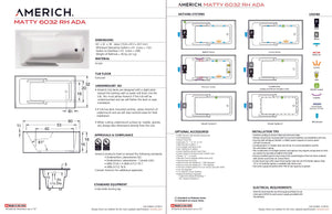 Americh MT6032ADATRA5BI Matty 6032 ADA Right Hand - Tub Only / Airbath 5 - Biscuit