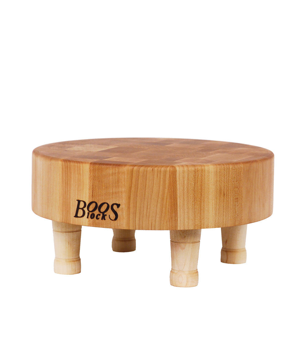 John Boos MCR1 Block Round Maple Wood End Grain Chopping with Feet, 12 Inches x 3 12DIAX3 MPL-END GR-FT-MINI BLOCK
