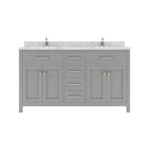 Virtu USA Caroline 60" Double Bath Vanity in Cashmere Gray with White Quartz Top and Round Sinks - Luxe Bathroom Vanities