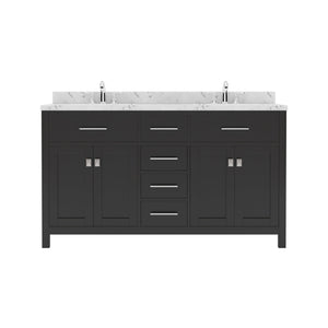 Virtu USA Caroline 60" Double Bath Vanity in Cashmere Gray with White Quartz Top and Round Sinks - Luxe Bathroom Vanities