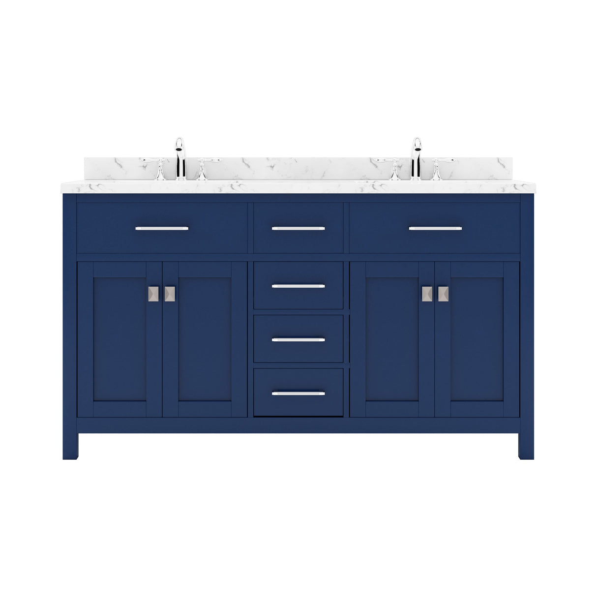 Virtu USA Caroline 60" Double Bath Vanity in Cashmere Gray with White Quartz Top and Round Sinks - Luxe Bathroom Vanities