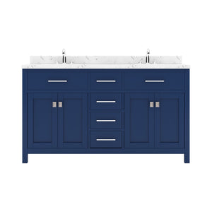 Virtu USA Caroline 60" Double Bath Vanity in Cashmere Gray with White Quartz Top and Round Sinks - Luxe Bathroom Vanities