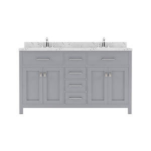 Virtu USA Caroline 60" Double Bath Vanity in Cashmere Gray with White Quartz Top and Round Sinks - Luxe Bathroom Vanities