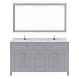 Virtu USA Caroline 60" Double Bath Vanity in Cashmere Gray with White Quartz Top and Round Sinks with Matching Mirror - Luxe Bathroom Vanities