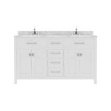 Virtu USA Caroline 60" Double Bath Vanity with White Quartz Top and Round Sinks with Matching Mirror