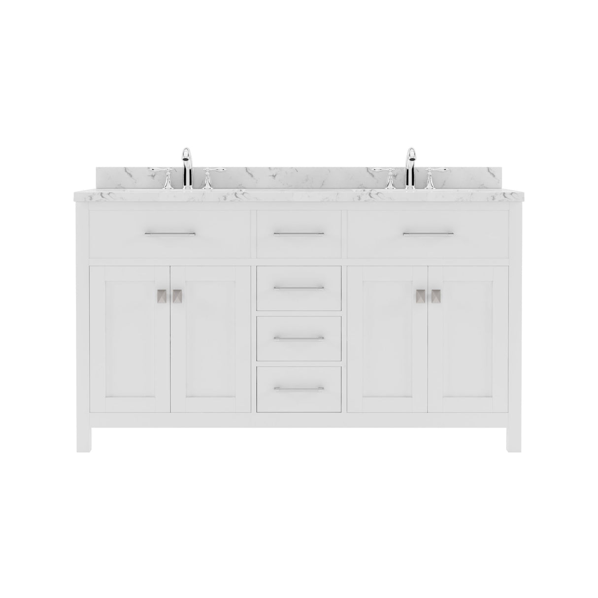 Virtu USA Caroline 60" Double Bath Vanity in Cashmere Gray with White Quartz Top and Round Sinks - Luxe Bathroom Vanities