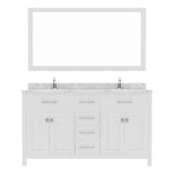 Virtu USA Caroline 60" Double Bath Vanity in Cashmere Gray with White Quartz Top and Round Sinks with Matching Mirror - Luxe Bathroom Vanities