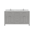 Virtu USA Caroline 60" Double Bath Vanity in Cashmere Gray with White Quartz Top and Square Sinks - Luxe Bathroom Vanities