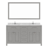 Virtu USA Caroline 60" Double Bath Vanity in Cashmere Gray with White Quartz Top and Square Sinks with Matching Mirror - Luxe Bathroom Vanities