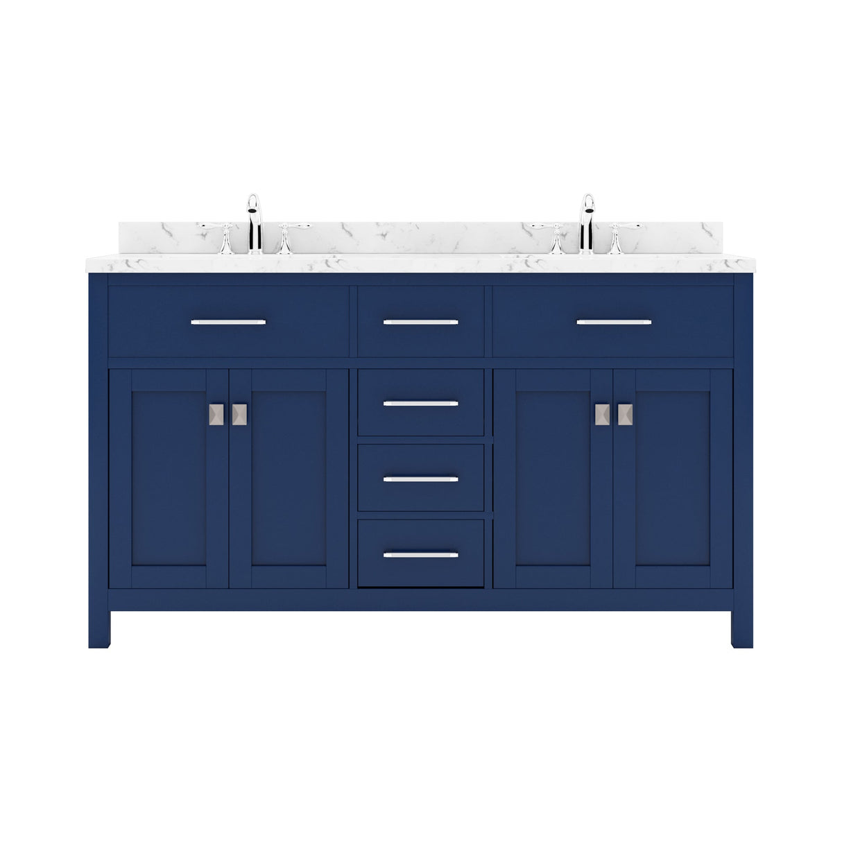 Virtu USA Caroline 60" Double Bath Vanity in Cashmere Gray with White Quartz Top and Square Sinks - Luxe Bathroom Vanities