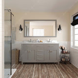 Virtu USA Caroline 60" Double Bath Vanity with Dazzle White Top and Round Sinks with Matching Mirror