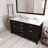 Virtu USA Caroline 60" Double Bath Vanity with Dazzle White Top and Round Sinks with Matching Mirror