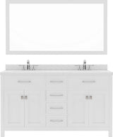 Virtu USA Caroline 60" Double Bath Vanity with Dazzle White Top and Round Sinks with Matching Mirror - Luxe Bathroom Vanities