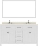 Virtu USA Caroline 60" Double Bath Vanity with Dazzle White Top and Round Sinks with Brushed Nickel Faucets with Matching Mirror - Luxe Bathroom Vanities