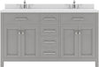 Virtu USA Caroline 60" Double Bath Vanity in Espresso with Dazzle White Top and Square Sink - Luxe Bathroom Vanities