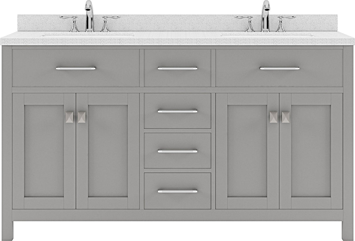 Virtu USA Caroline 60" Double Bath Vanity in Espresso with Dazzle White Top and Square Sink - Luxe Bathroom Vanities