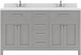 Virtu USA Caroline 60" Double Bath Vanity in Espresso with Dazzle White Top and Square Sink - Luxe Bathroom Vanities