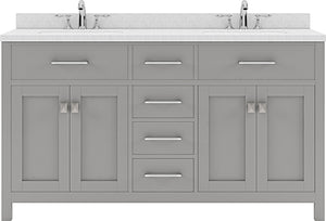 Virtu USA Caroline 60" Double Bath Vanity in Espresso with Dazzle White Top and Square Sink - Luxe Bathroom Vanities