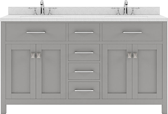 Virtu USA Caroline 60" Double Bath Vanity in Espresso with Dazzle White Top and Square Sink - Luxe Bathroom Vanities