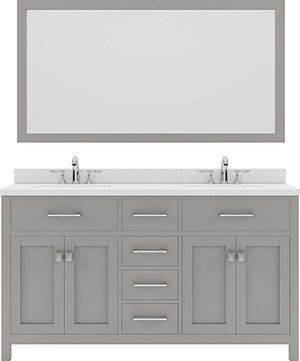 Virtu USA Caroline 60" Double Bath Vanity in Cashmere Grey with Dazzle White Top and Square Sink with Mirror - Luxe Bathroom Vanities Luxury Bathroom Fixtures Bathroom Furniture