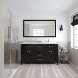 Virtu USA Caroline 60" Double Bath Vanity with Dazzle White Top and Square Sinks with Matching Mirror