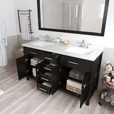 Virtu USA Caroline 60" Double Bath Vanity with Dazzle White Top and Square Sinks with Matching Mirror