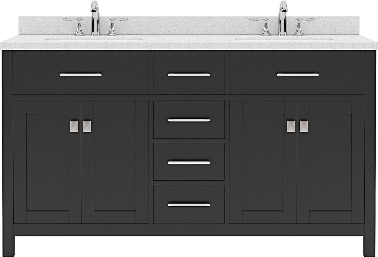 Virtu USA Caroline 60" Double Bath Vanity in Espresso with Dazzle White Top and Square Sink - Luxe Bathroom Vanities Luxury Bathroom Fixtures Bathroom Furniture