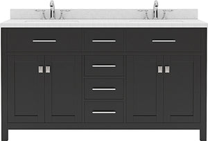 Virtu USA Caroline 60" Double Bath Vanity in Espresso with Dazzle White Top and Square Sink - Luxe Bathroom Vanities Luxury Bathroom Fixtures Bathroom Furniture