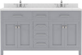 Virtu USA Caroline 60" Double Bath Vanity in Espresso with Dazzle White Top and Square Sink - Luxe Bathroom Vanities