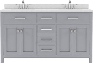 Virtu USA Caroline 60" Double Bath Vanity in Espresso with Dazzle White Top and Square Sink - Luxe Bathroom Vanities